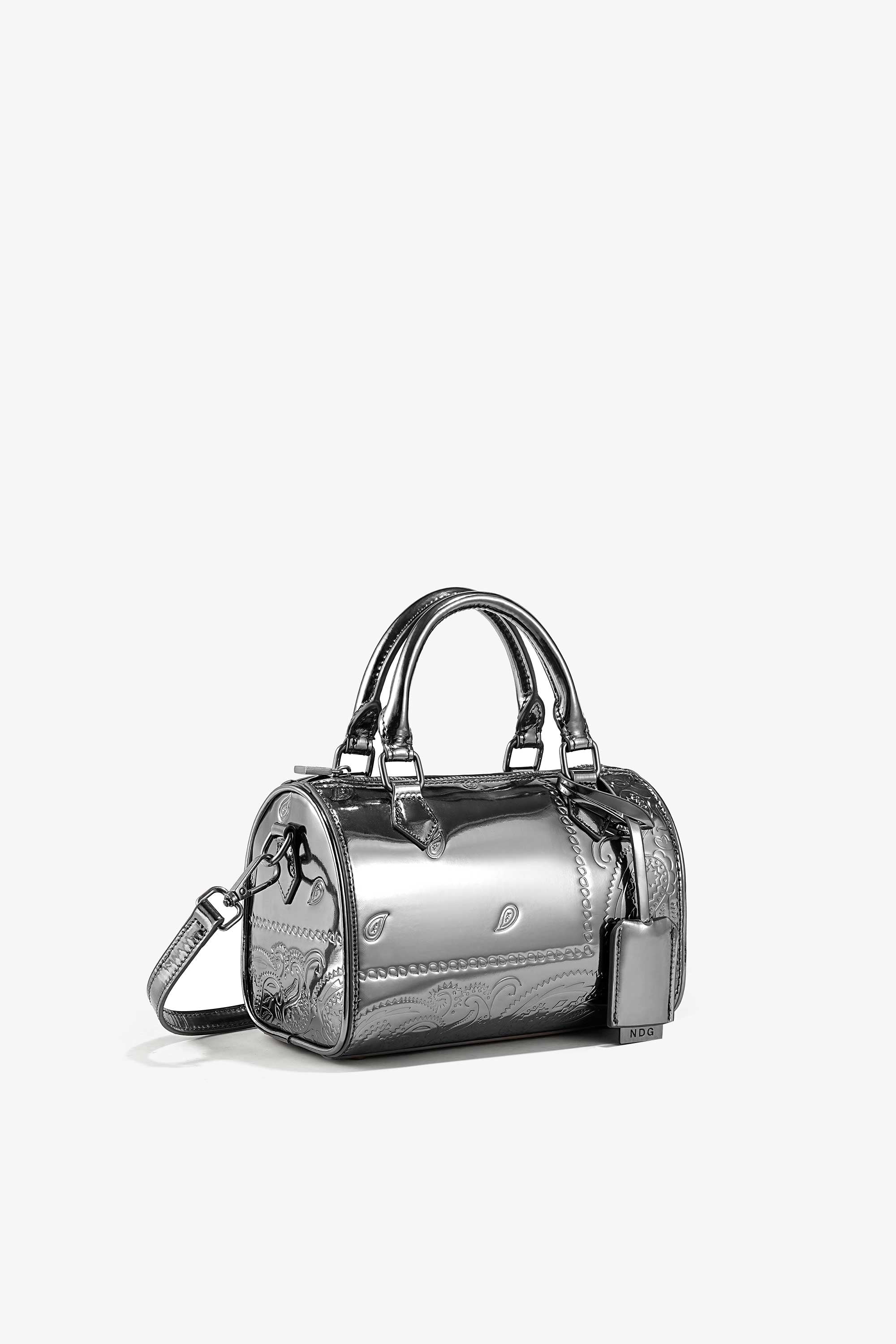 Whiting&Davis フリンジ パーティバッグ Black Silver ホワイティン＆デイヴィス(Whiting&Davis)ハンドル バッグ-ブラック